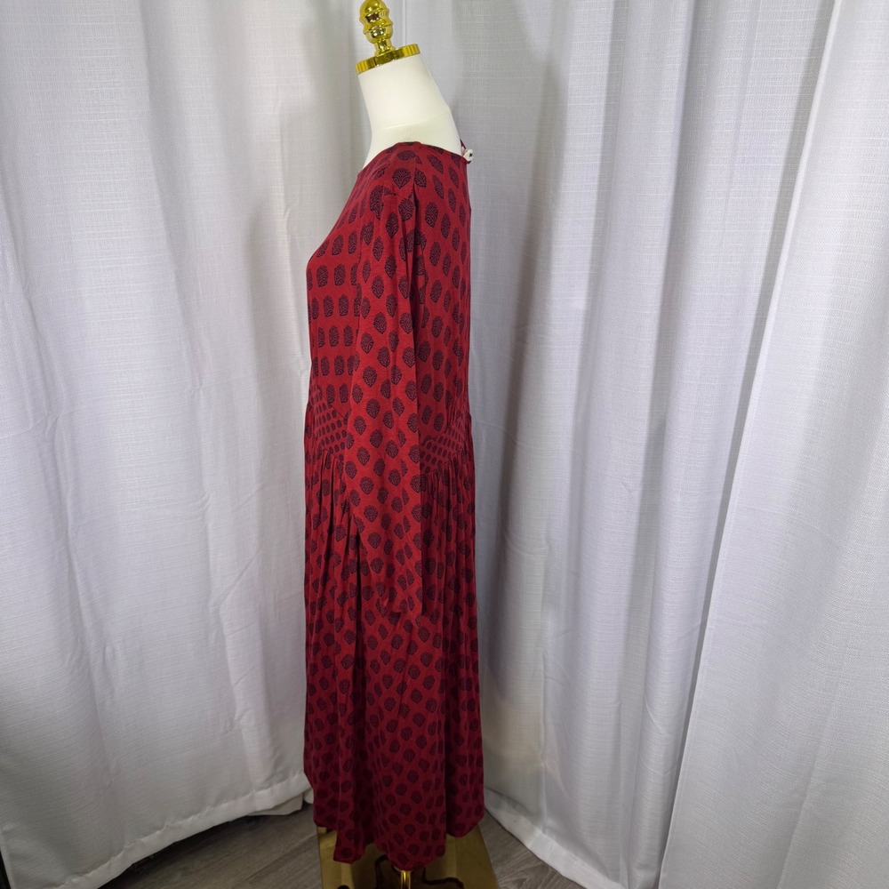 NEW Boden Thea Jersey Midi Dress Womens 20-22R Block Print Long Sleeve Pocket - Picture 11 of 12